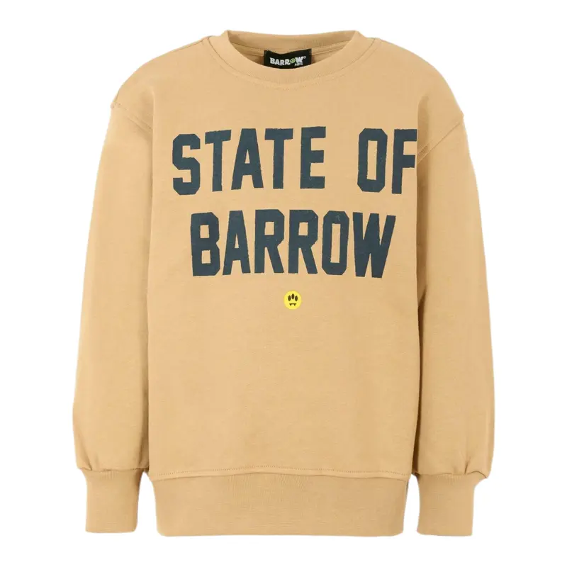 Barrow Kids Felpa Chiusa Girocollo tinta unita con Stampa Beige per Bambino