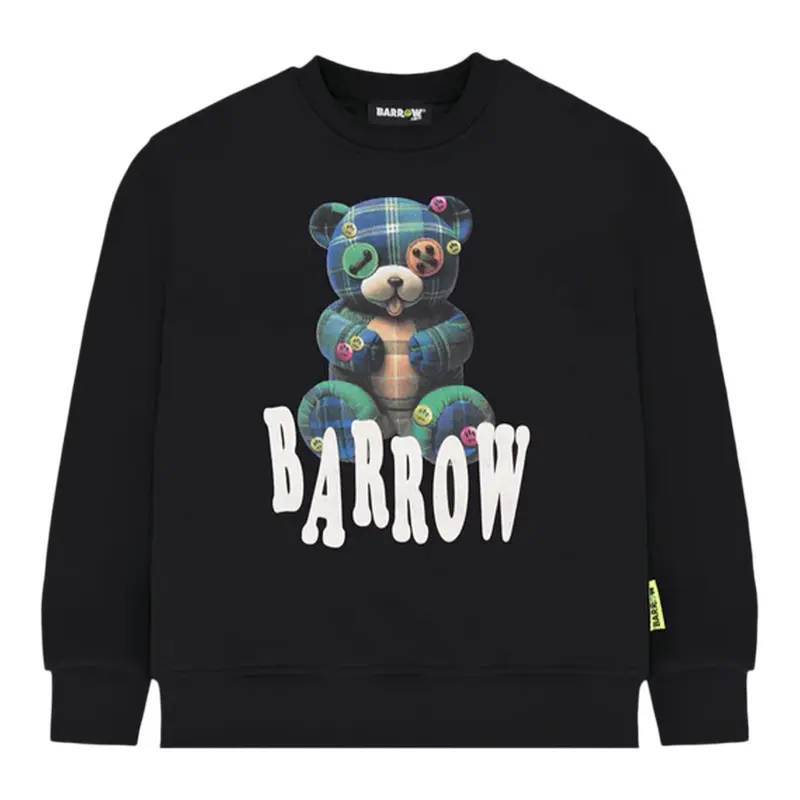 Barrow Kids Felpa Chiusa Girocollo tinta unita con Stampe Nero per Bambino