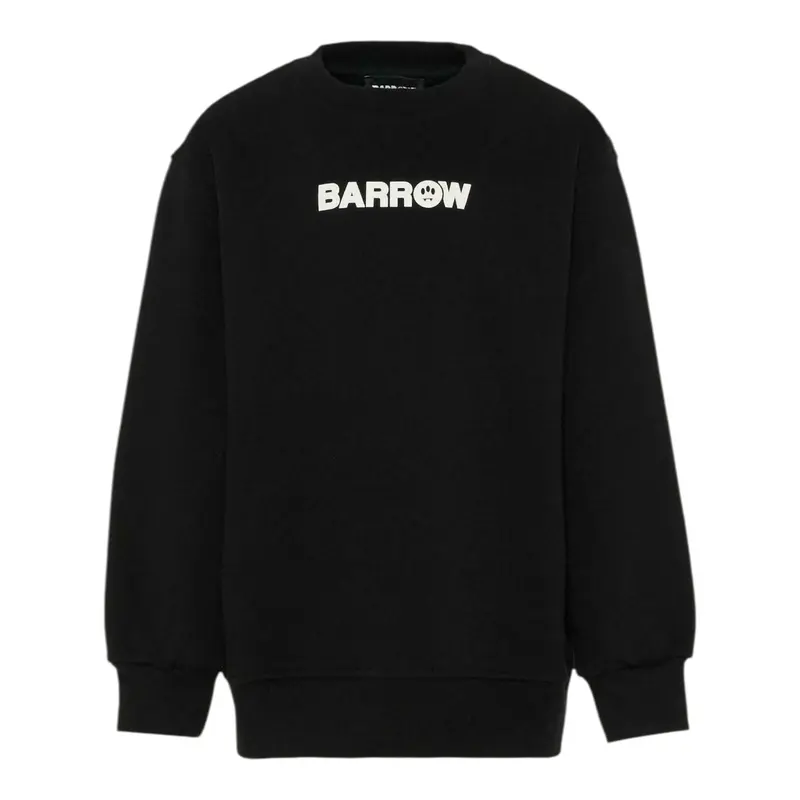 Barrow Kids Felpe Chiusa Girocollo tinta unita con Stampa Nero per Bambino