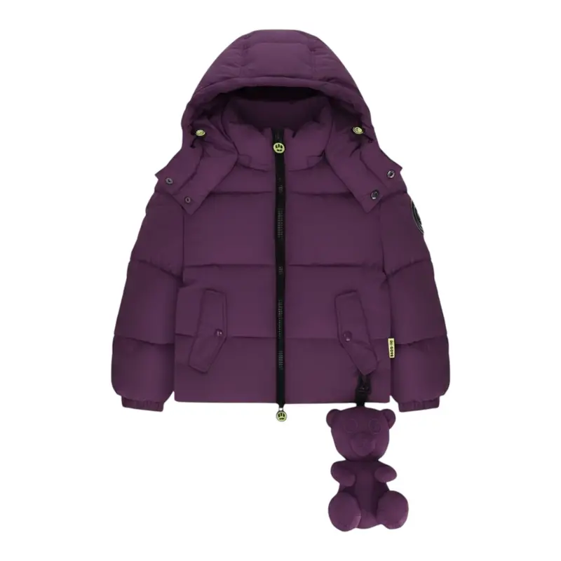 Barrow Kids Giubbino tinta unita con Zip E Cappuccio Viola per Bambina