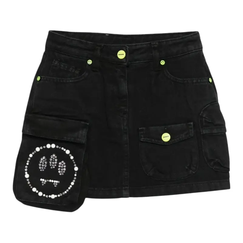 Barrow Kids Gonna In Denim tinta unita con Tasconi Nero per Bambina