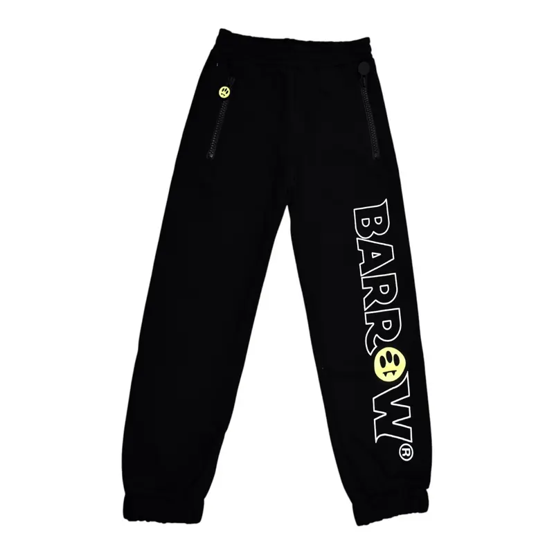 Barrow Kids Pantalone Modello Tuta tinta unita con Logo Nero per Bambino