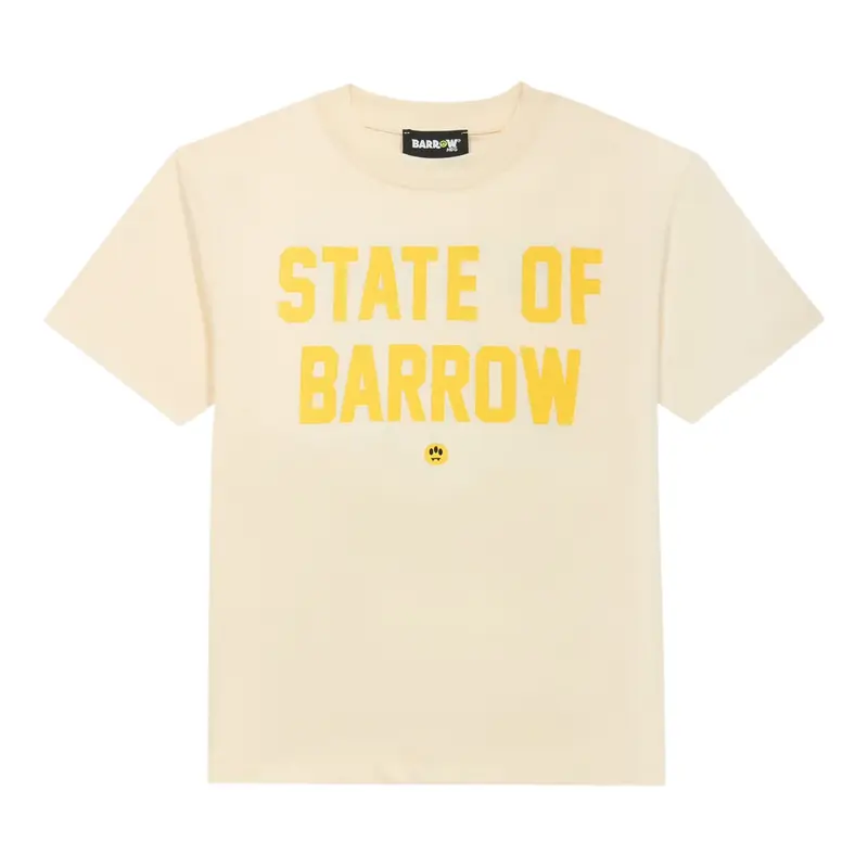 Barrow Kids T-Shirt Girocollo tinta unita con Stampa Panna per Bambino