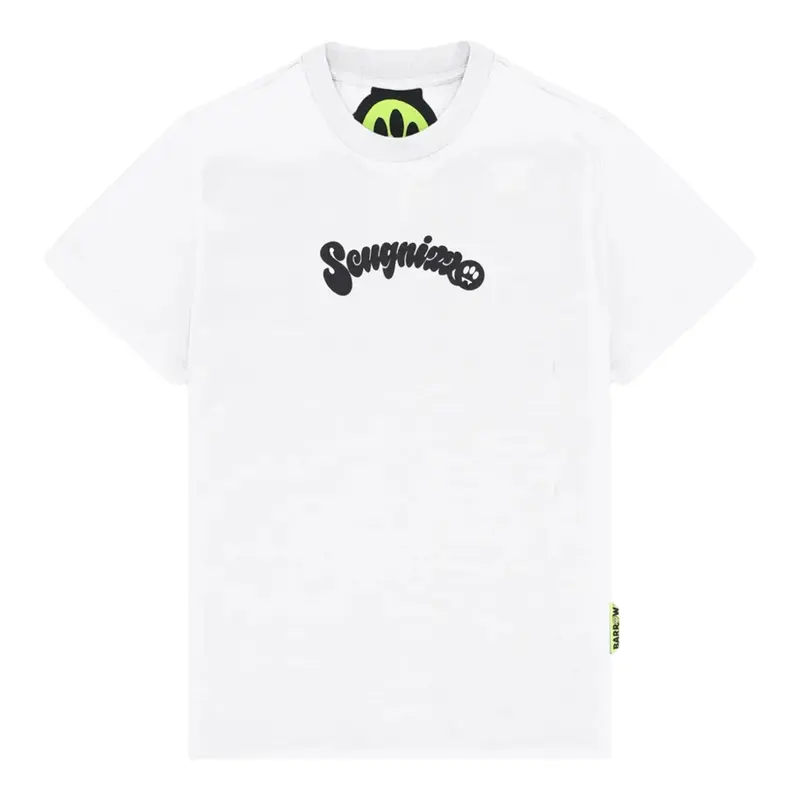 Barrow Kids T-Shirt Girocollo tinta unita con Stampe Bianco per Bambino