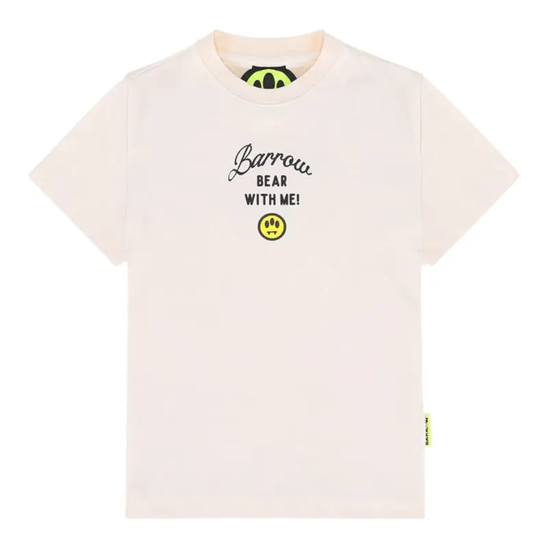 Barrow Kids T-Shirt Girocollo tinta unita con Stampe Crema per Bambino