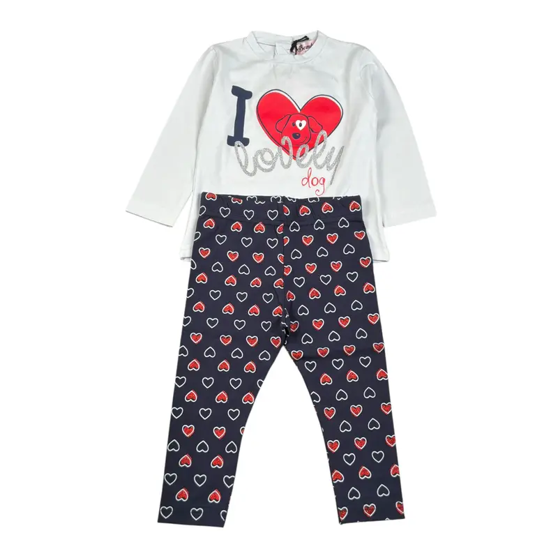 Bembo Completo 2Pz Shirt-Leggins Bianco per Neonata