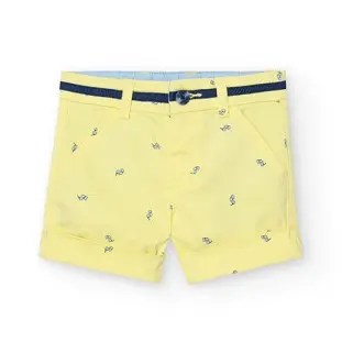 Bermuda bambino gialla con ricamo occhiali