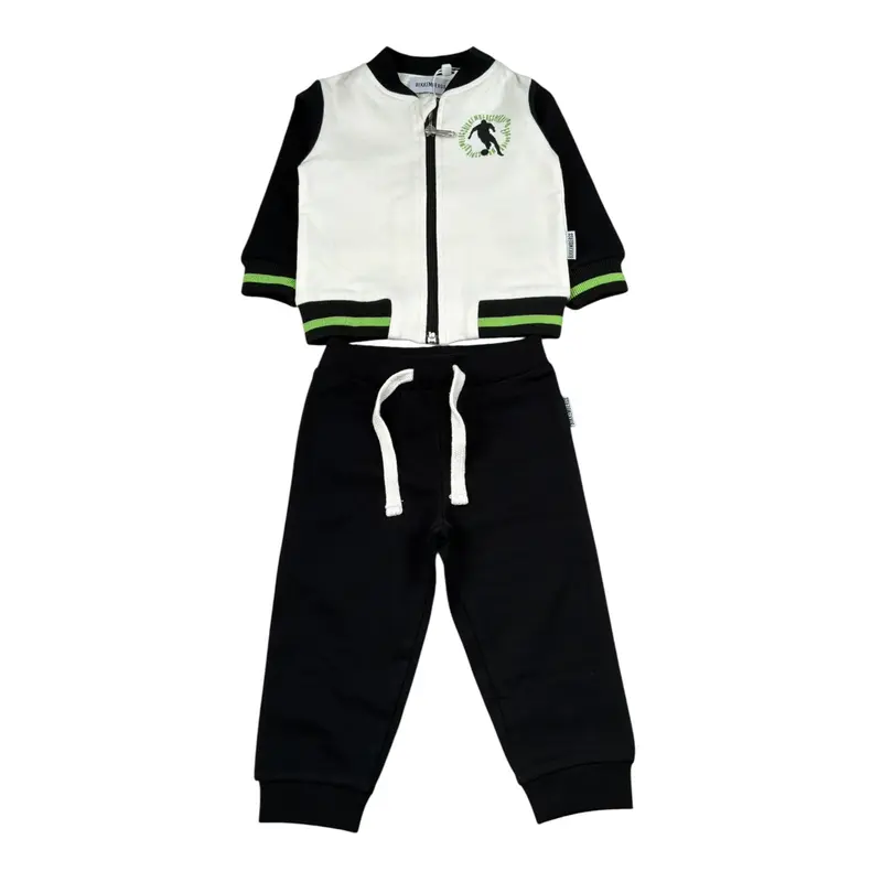 Bikkembergs Completo 2 Pezzi Felpa-Pantalone Panna/Nero per Neonato