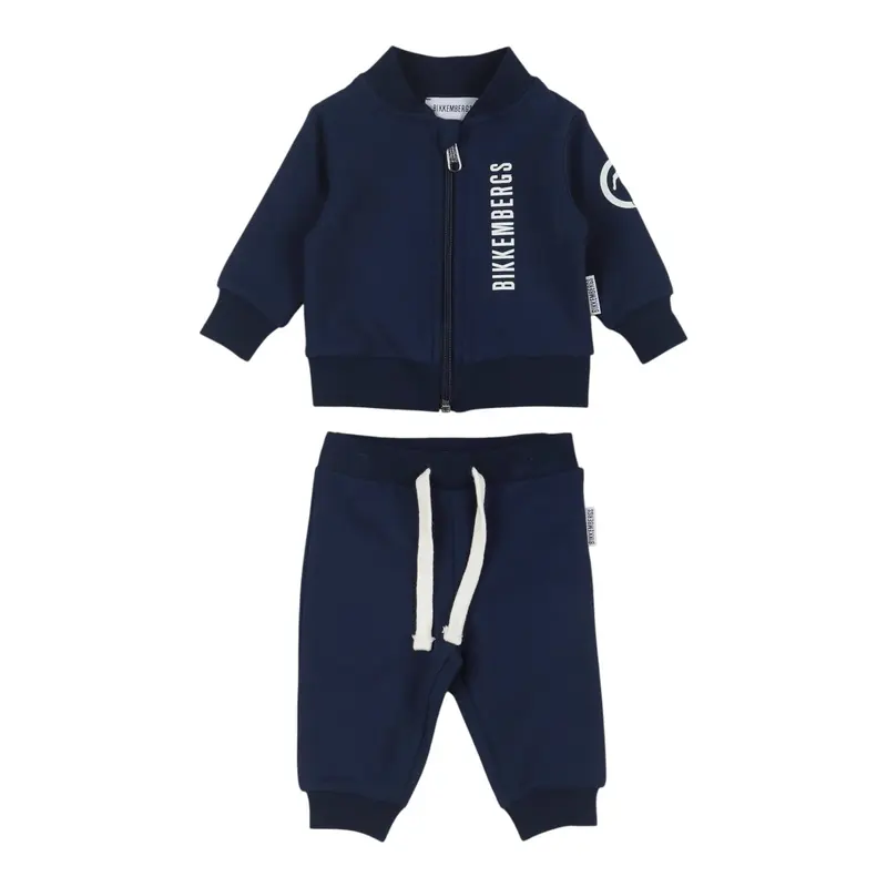 Bikkembergs Completo 2 Pezzi Felpa-Pantalone tinta unita Blu per Neonato