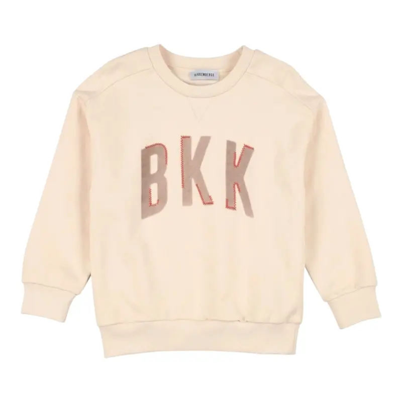 Bikkembergs Felpa Chiusa Girocollo tinta unita con Stapa Panna per Bambino