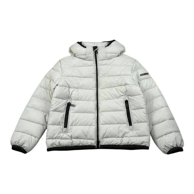 Bikkembergs Giubbino tinta unita con Zip E Cappuccio Beige per Bambino