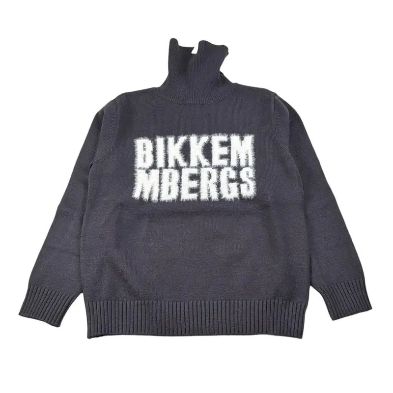 Bikkembergs Maglia Collo Alto tinta unita con Stampa Blu per Bambino