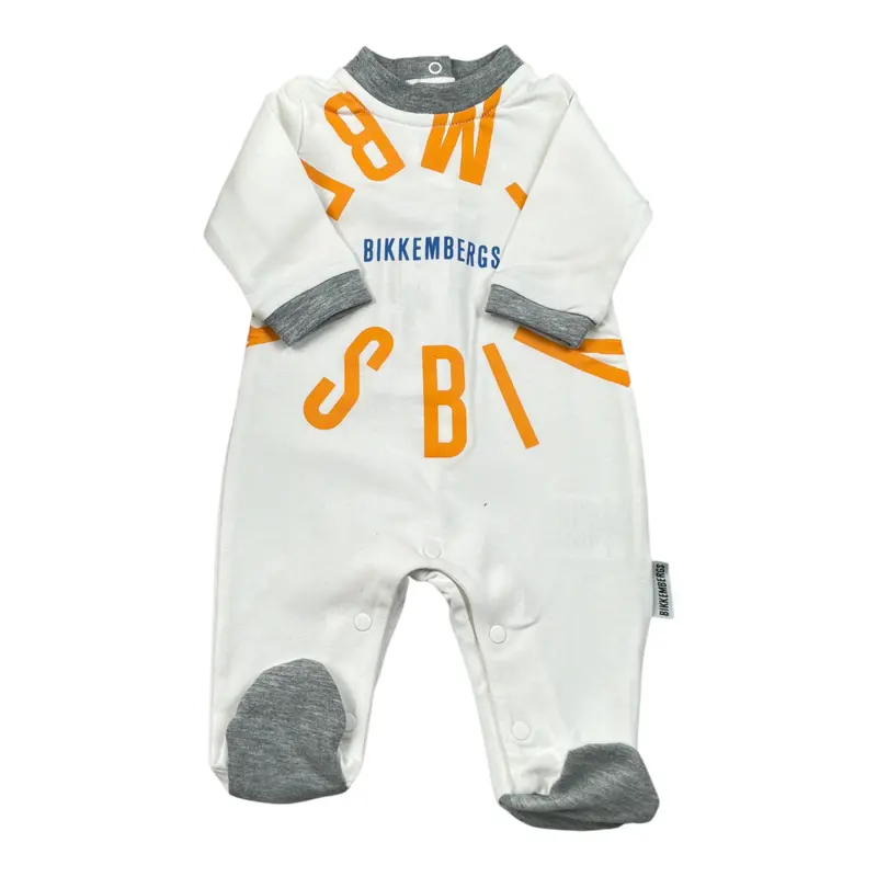 Bikkembergs Tutina tinta unita con Stampa Bianco per Neonato