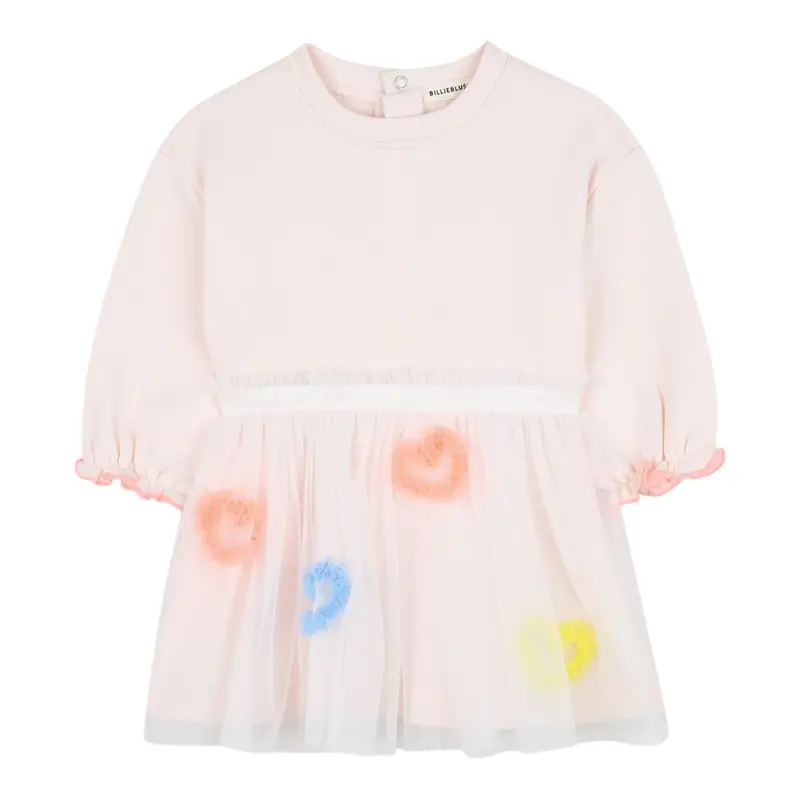 Billieblush Abito Manica Lunga tinta unita con Gonna Tulle Rosa per Neonata