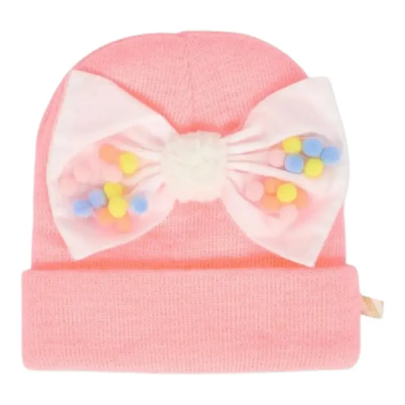 Billieblush Cappello tinta unita Cn Fiocco Pesca per Neonata