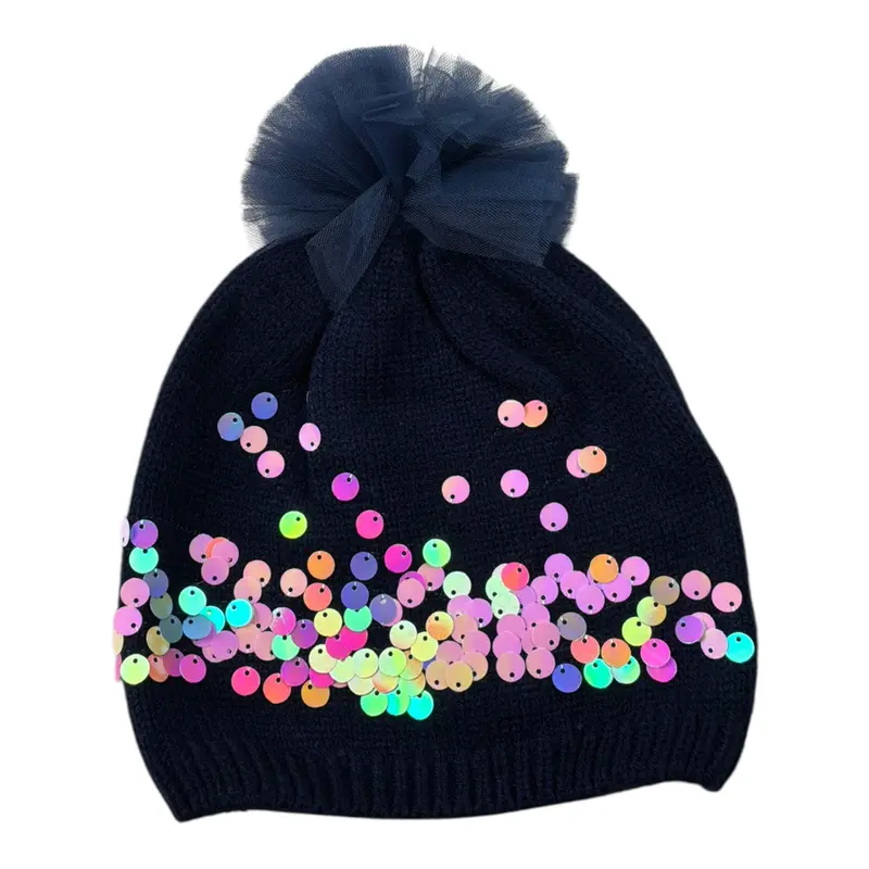 Billieblush Cappello tinta unita con Paillettes Blu per Bambina