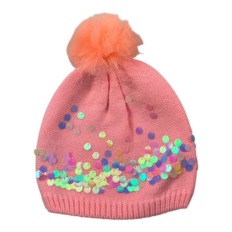 Billieblush Cappello tinta unita con Paillettes Rosa per Bambina