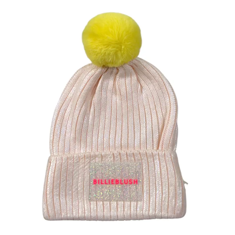 Billieblush Cappello tinta unita con Pon Pon Rosa per Bambina