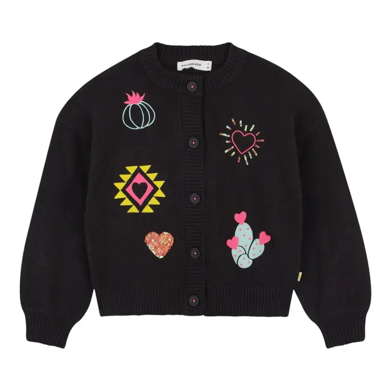 Billieblush Cardigan tinta unita con Ricami Grigio per Neonata