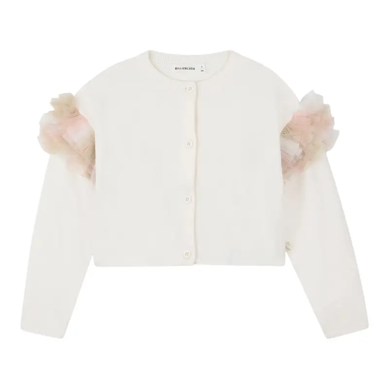 Billieblush Cardigan tinta unita con Tulle Panna per Bambina