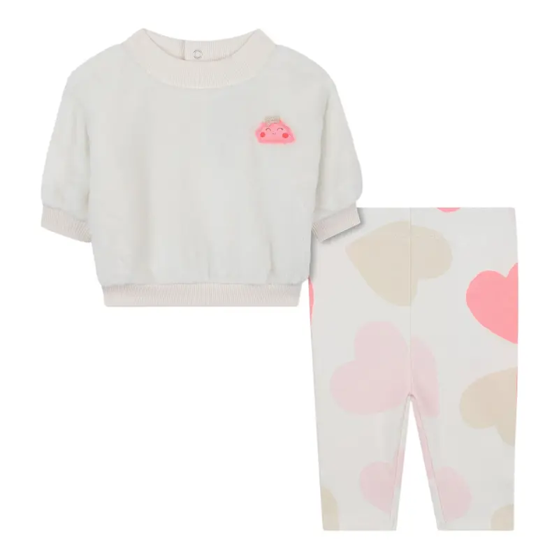 Billieblush Completo 2 Pezzi Felpa-Leggins Panna per Neonata