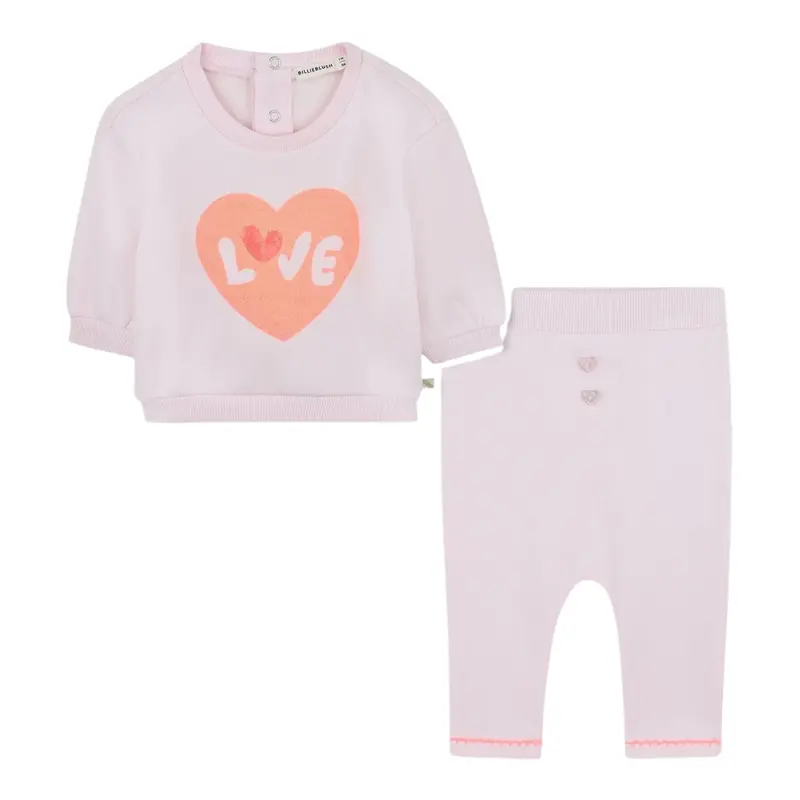 Billieblush Completo 2 Pezzi Felpa-Leggins tinta unita Rosa per Neonata