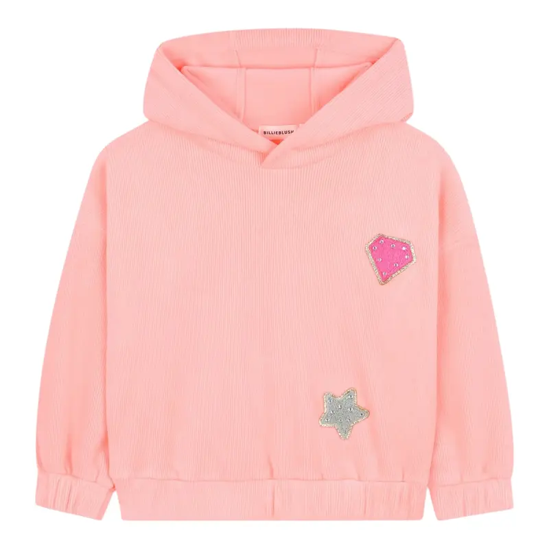 Billieblush Felpa Chiusa con Cappuccio tinta unita Pesca per Bambina