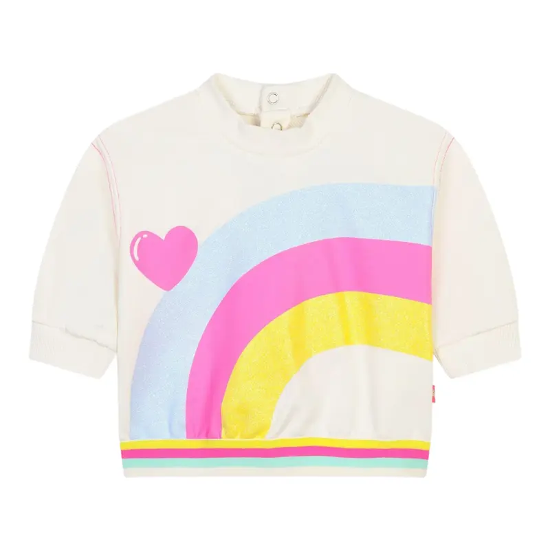 Billieblush Felpa Chiusa Girocollo tinta unita con Stampa Panna per Neonata
