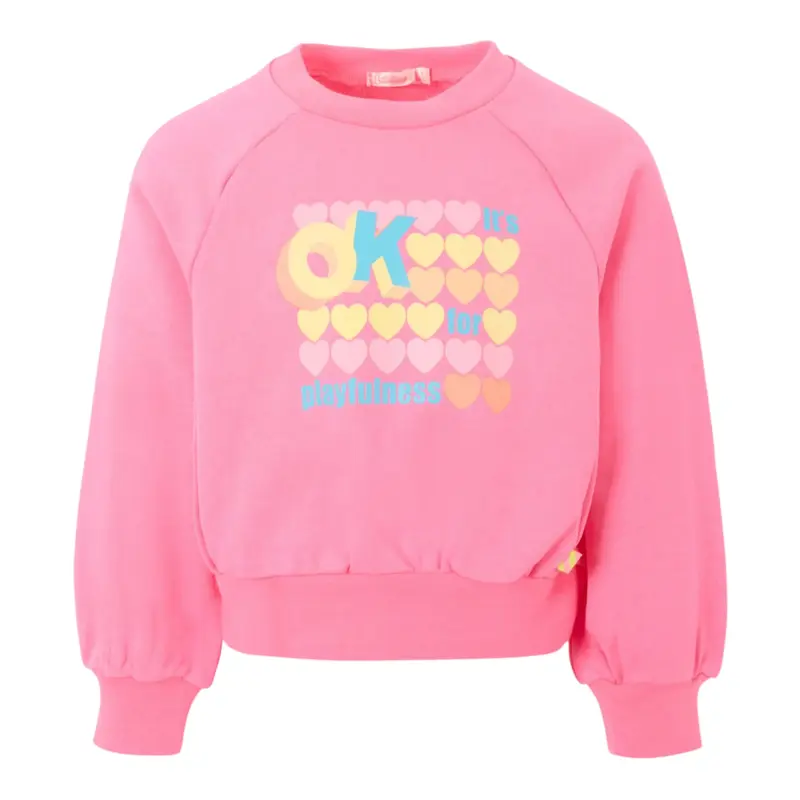 Billieblush Felpa Chiusa Girocollo tinta unita con Stampa Rosa Fluo per Bambina