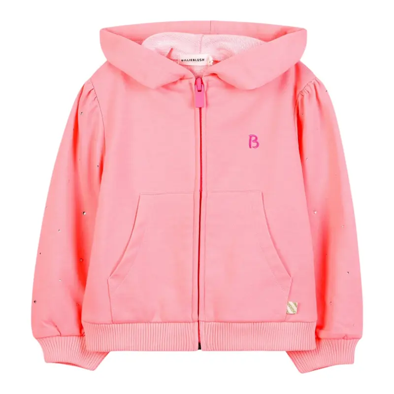 Billieblush Felpa con Zip E Cappuccio tinta unita Pesca per Bambina