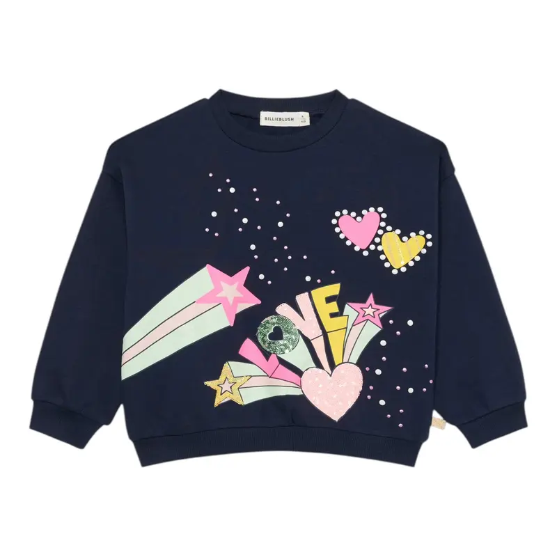Billieblush Felpa tinta unita con Stampa Blu per Neonata