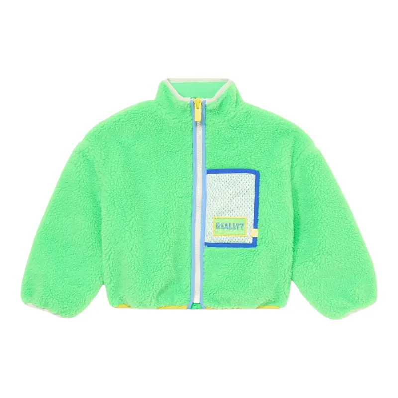 Billieblush Giubbino tinta unita con Zip Verde Fluo per Bambina