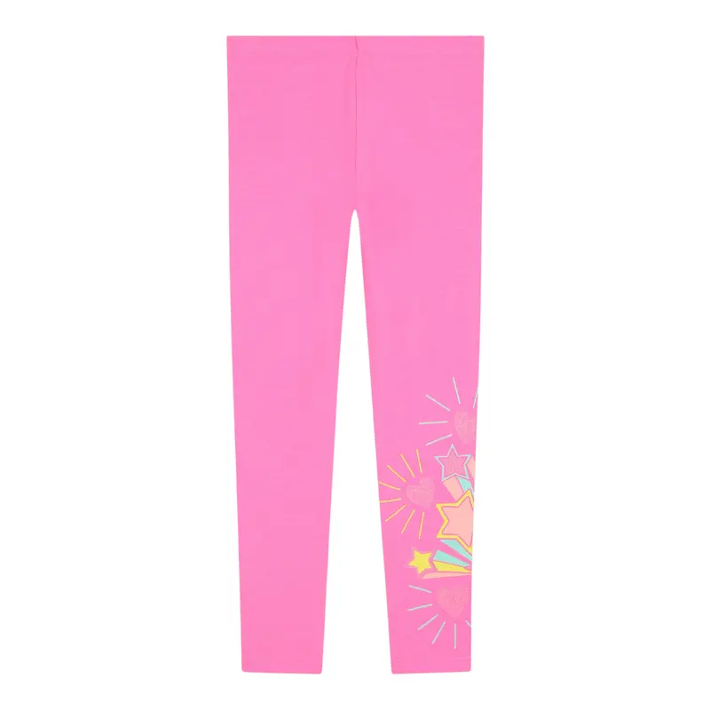Billieblush Leggins tinta unita con Stampa Rosa Fluo per Neonata