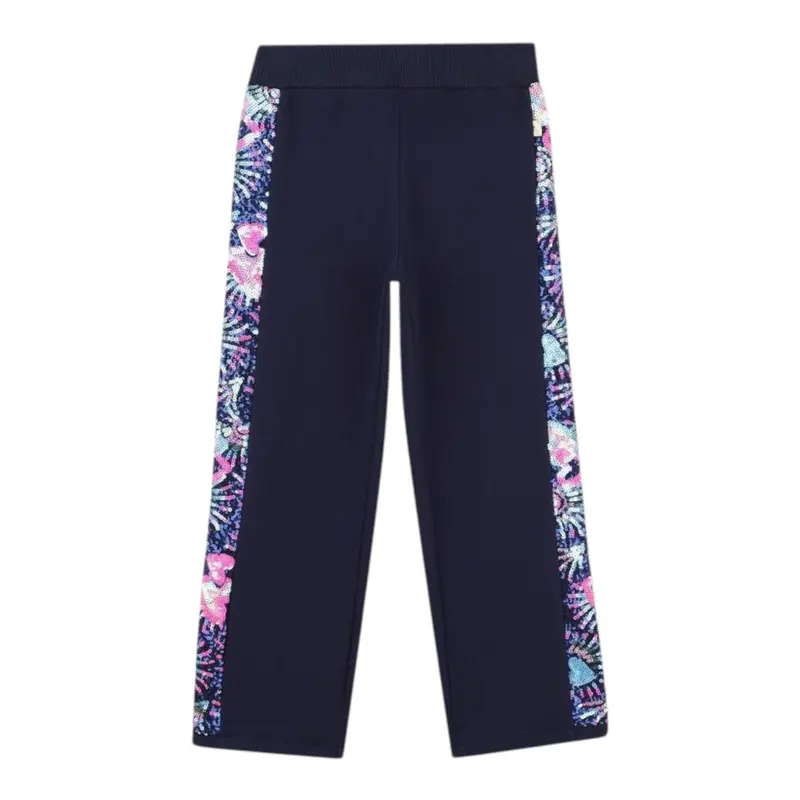 Billieblush Pantalone Tuta tinta unita con Paillettes Blu per Neonata