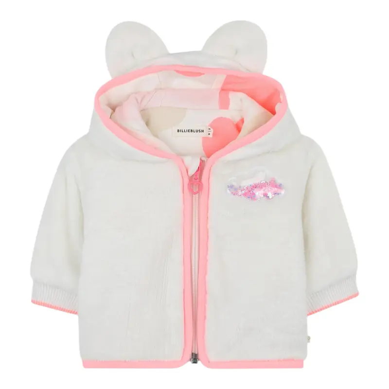 Billieblush Pelliccia tinta unita con Zip Panna per Neonata
