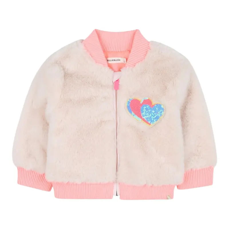 Billieblush Pelliccia tinta unita con Zip Rosa per Bambina