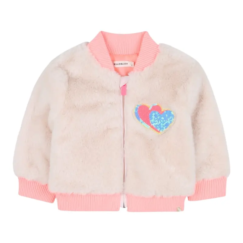 Billieblush Pelliccia tinta unita con Zip Rosa per Bambina