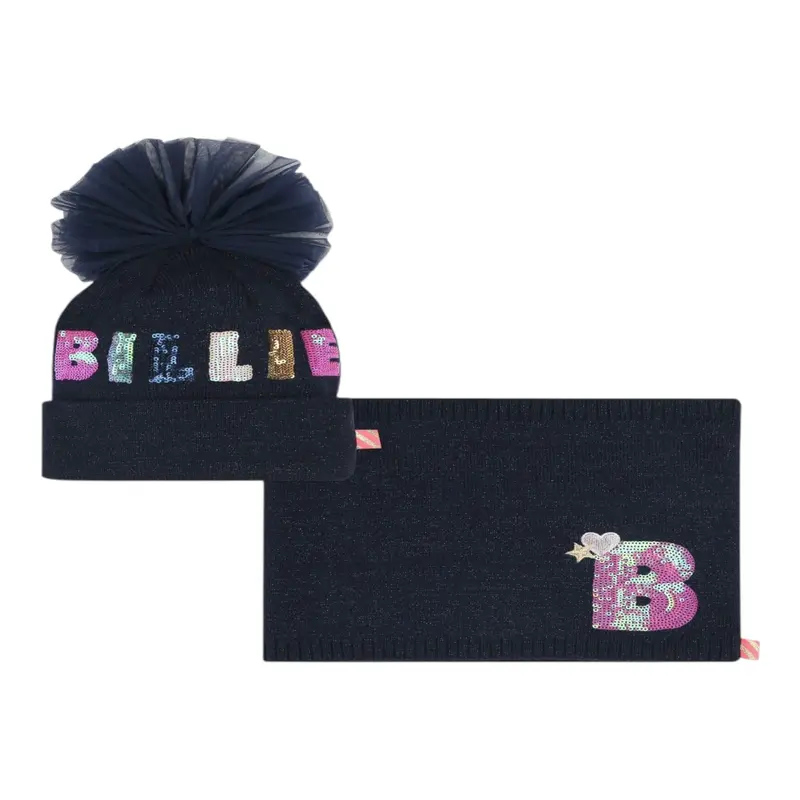 Billieblush Set Cappello Sciarpa tinta unita Blu per Neonata