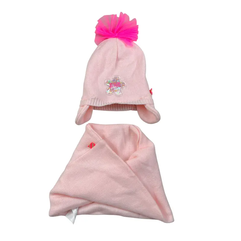 Billieblush Set Cappello-Sciarpa tinta unita Rosa per Neonata