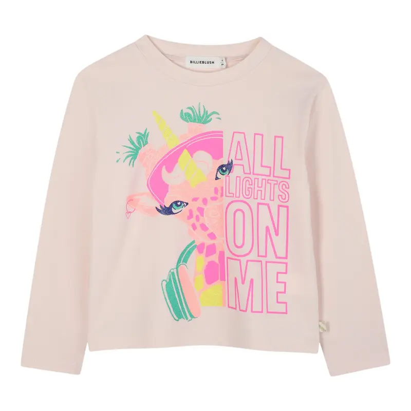 Billieblush Shirt Girocollo tinta unita con Brillantini Rosa per Bambina