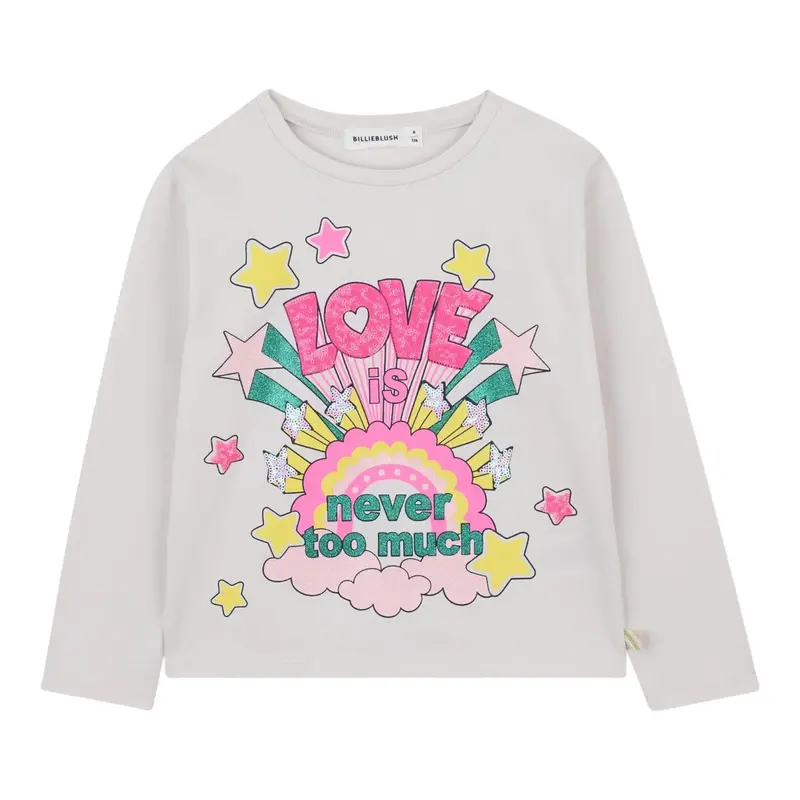 Billieblush Shirt Girocollo tinta unita con Paillettes Avorio per Bambina
