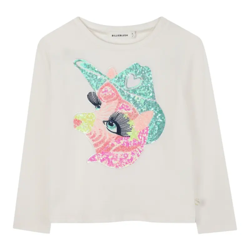 Billieblush Shirt Girocollo tinta unita con Paillettes Panna per Bambina