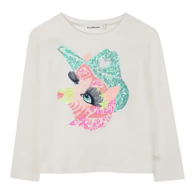 Billieblush Shirt Girocollo tinta unita con Paillettes Panna per Neonata