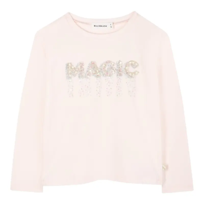 Billieblush Shirt Girocollo tinta unita con Paillettes Rosa per Bambina