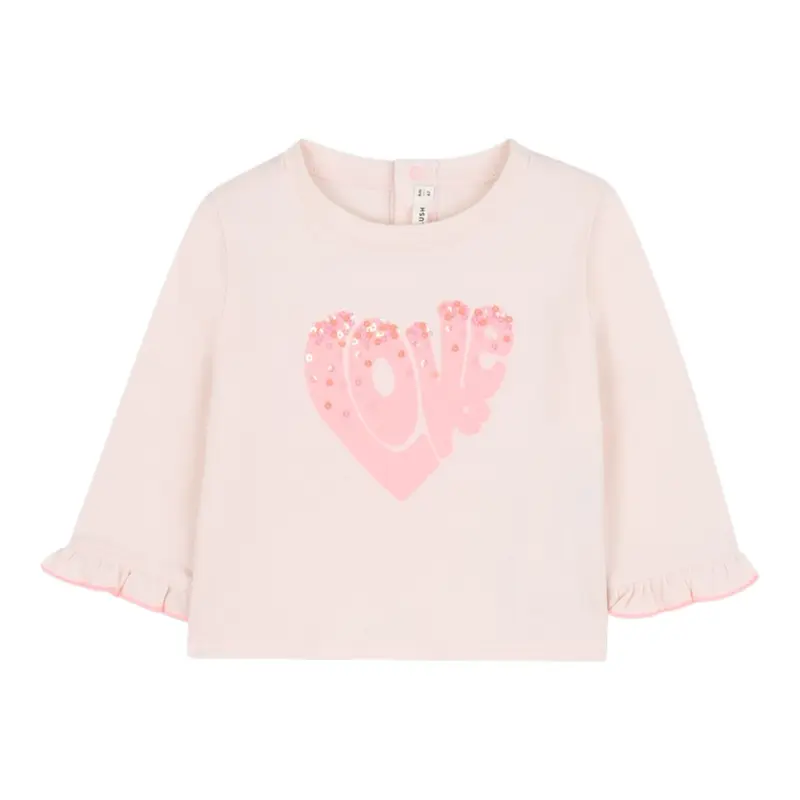 Billieblush Shirt Girocollo tinta unita con Stampa Rosa per Neonata