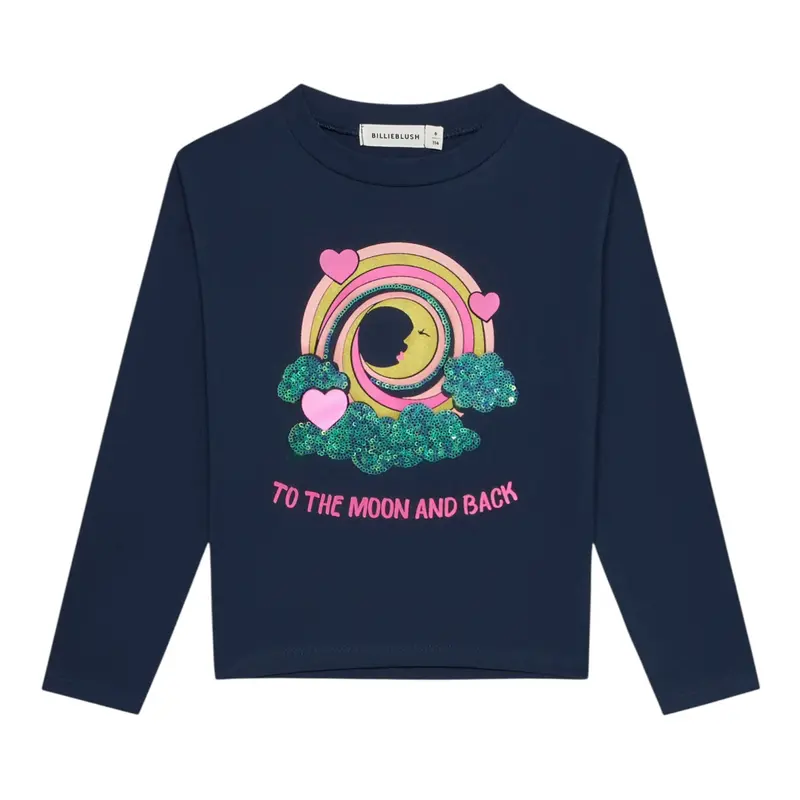 Billieblush Shirt Girocollo tinta unita con Stampe Blu per Bambina