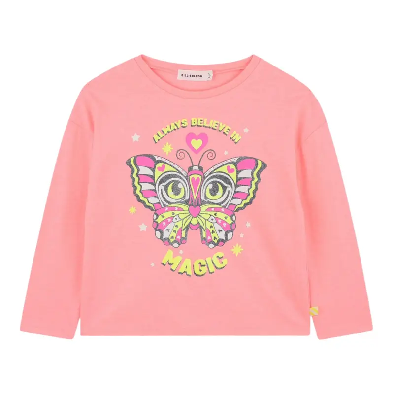 Billieblush Shirt Girocollo tinta unita con Stampe Pesca per Bambina