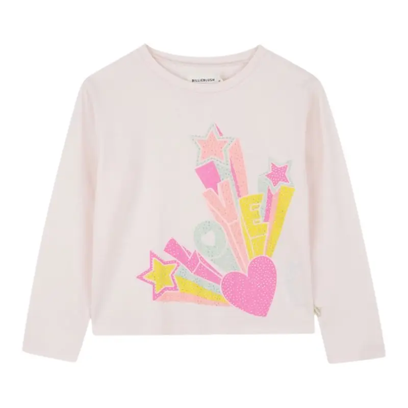 Billieblush Shirt Girocollo tinta unita con Stampe Rosa per Bambina