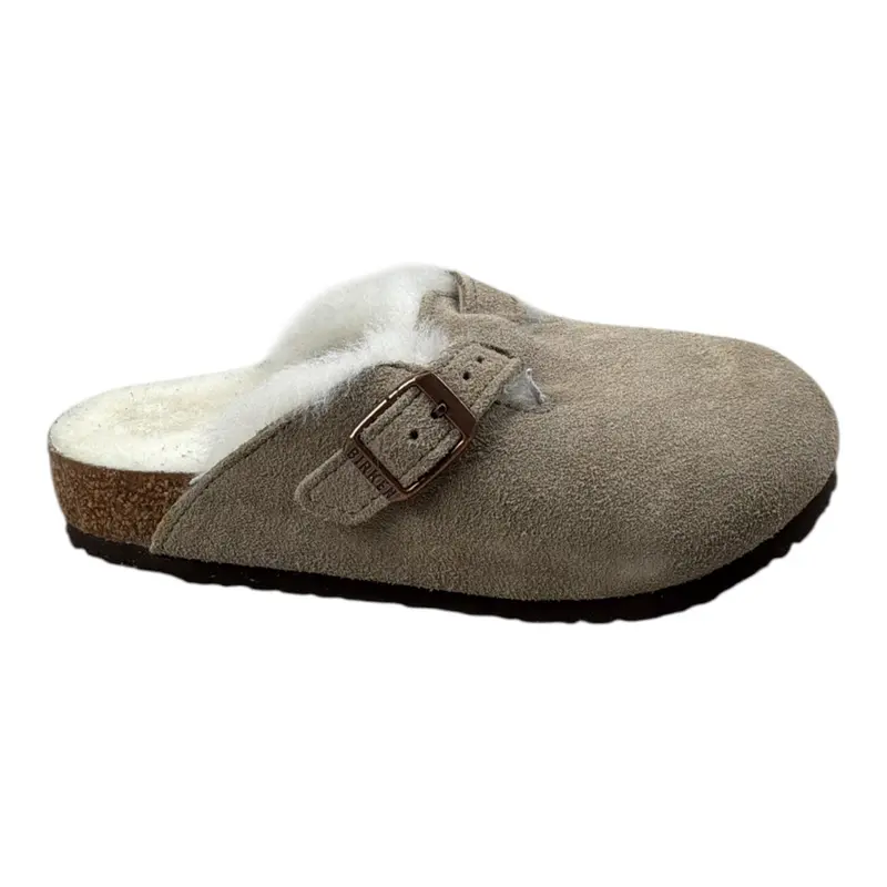 Birkenstock Ciabatte tinta unita con Pelliccia Beige per Bambino
