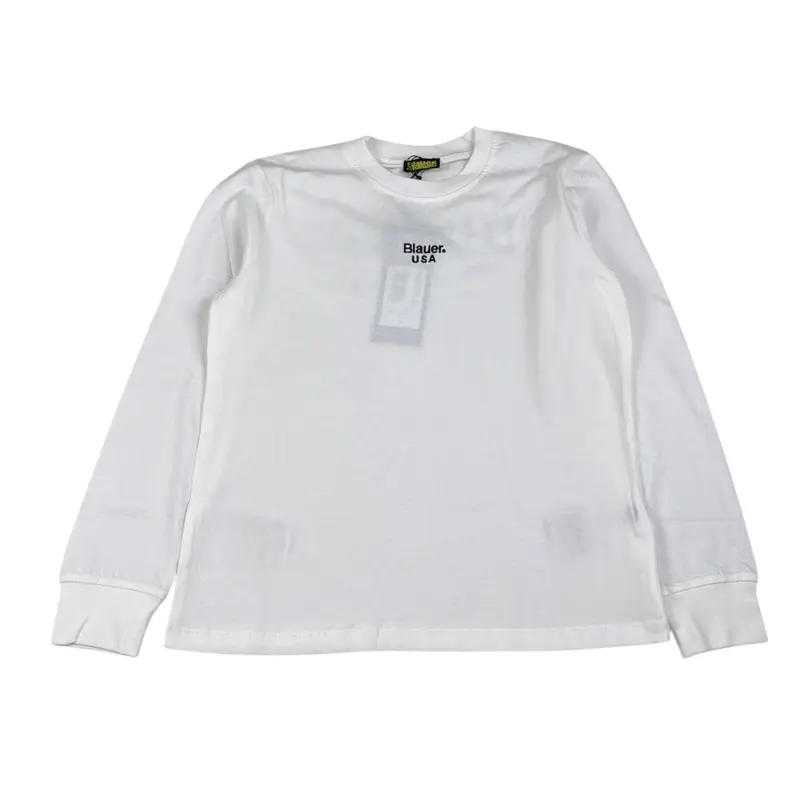 Blauer Shirt tinta unita con Stampa Bianco per Neonato